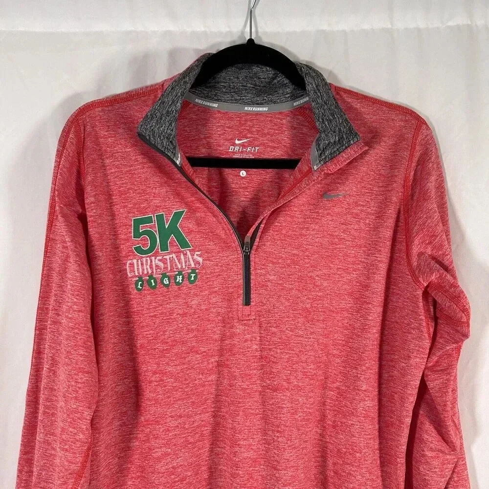 Nike Running Jacket Women's Large Red Long Sleeve 1/4 Zip Pullover 5K Shirt